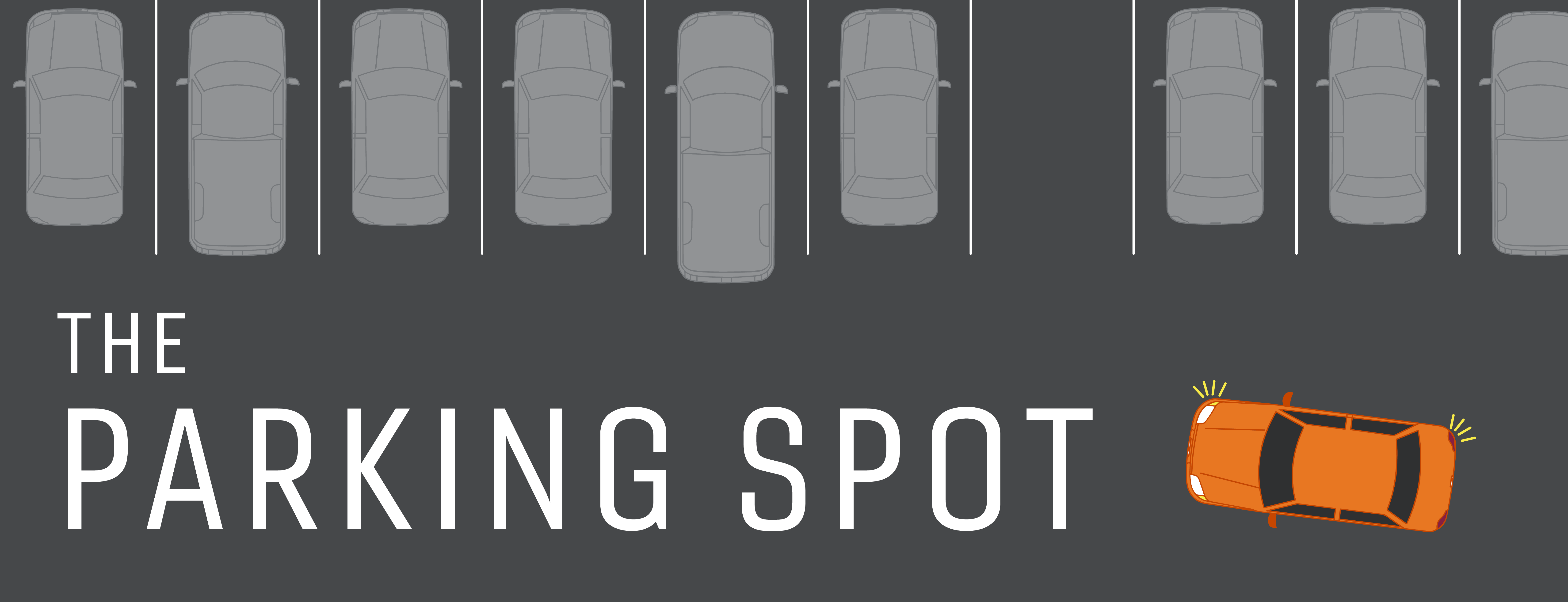 The Parking Spot logo illustration with an orange car pulling into an empty space